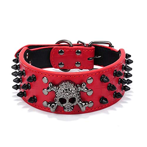 YIFEID Correa para Perro Collar De Perro con Los Accesorios De Los Pernos Prisioneros del Remache Correa para Que Una Empresa Collar De Perro Collar De Perro Grande,Rojo,L