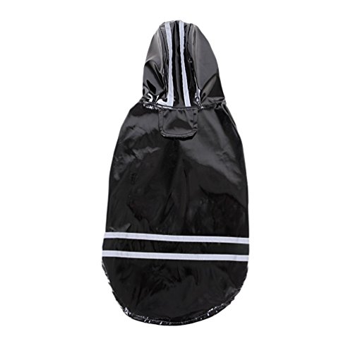 Yiiquanan Chubasqueros Impermeables para Mascotas Perros, Perro Mediano Poncho con Capucha Tira Reflectante (Negro, Asia M)