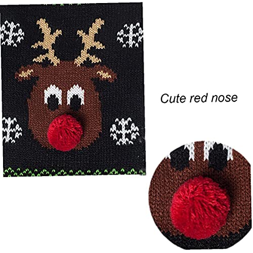 Yililay Decoración navideña y Ropa para Mascotas Perro de Navidad suéter Traje Rojo Nariz Reno Invierno para Peluche pequeño Perro Gato Negro l