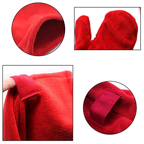 yine Guantes de baño para perros y gatos, de microfibra, para la limpieza de perros, 2 guantes para secar, para mascotas, casa de compañía, cachorro al aire libre, verde y rojo