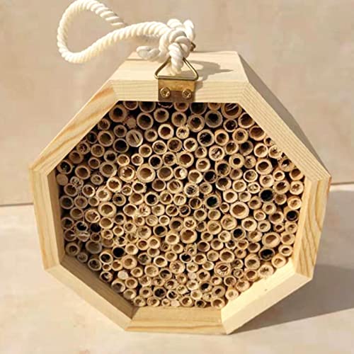 yingmu Colmena de Abejas para Abejas solitarias Jardín de Madera Recubierto de Cera Casa de Abejas Insectos Hotel Aire Libre Suministros de jardín Regalos de jardín, 5.91x5.91x3.54 Pulgadas