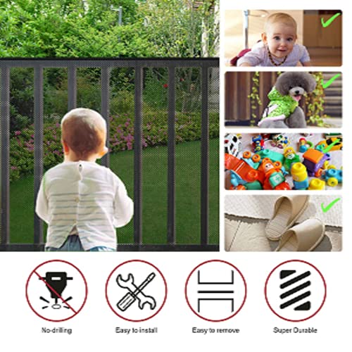 Yiomxhi Red de seguridad para niños, Red de seguridad para balcones y escaleras para bebés, Malla para cercas de barandillas de escaleras para niños y juguetes (300Lx74H CM) malla seguridad niños