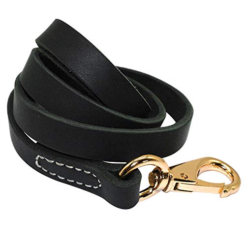 Yisatann Correa Perro Coche Cinturon 2 Colores De Cuero Real Perro De Trabajo Correas De Entrenamiento para Mascotas Gancho Dorado Negro Marrón Colores Negro 2.0Cm