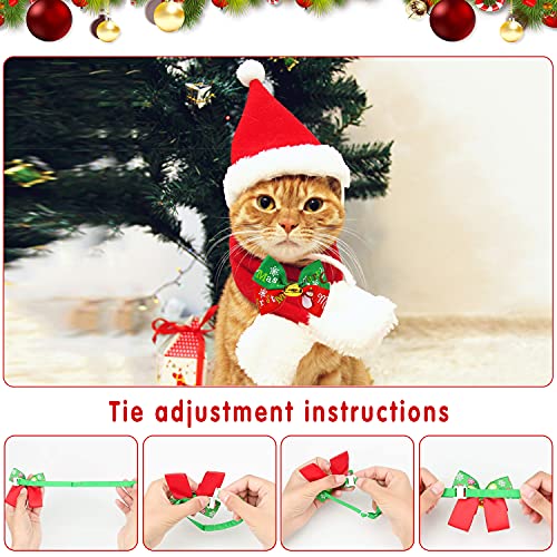 YISKY Disfraces de Navidad para Mascotas, 4 Piezas de Sombrero Bufanda Collar Campana Pajarita de Mascotas de Navidad para Perros Gatos Mascotas Pequeños, Disfraces de Cosplay, Navidad