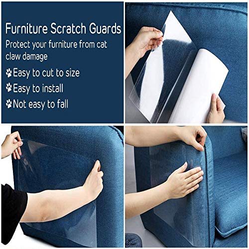 YISKY Protector de Muebles Gatos, 6 Piezas Muebles Protección, Transparente Autoadhesivas contra Arañazos Gato Protector, Protector Arañazos Sofá, Protector de Muebles para Sofá, Alfombra, Puertas