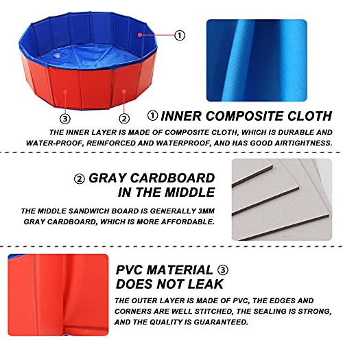 Yisscen Piscina para Perros,Plegable Piscina para Niños Bañera Portátil Bañera para Mascotas PVC Piscina Plegable para Perros Piscina Antideslizante para Perros y Gatos,para Perros,Mascotas y Niños