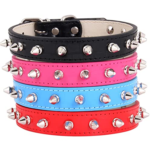 Yiwong Collar de Perro con Remaches de Uñas De Bala, Collar de Perro de Cuero con Pinchos, Collar de Cuero para Perro con Remaches, para Tamaño Mediano, Pitbull