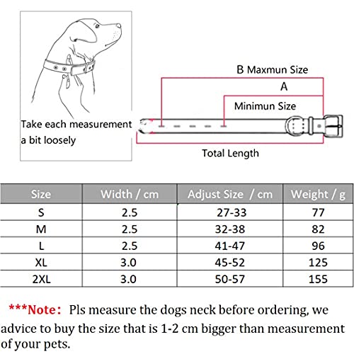 Yiwong Collar de Remache Ajustable + Cuerda de Tracción, Collar de Perro con Remache de Clavo de Bala, Collar para Perro de Piel con Tachuelas