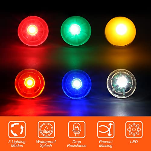 Yizhet Collar Luz LED Perro, 6 Piezas Clip-On Colgante Perro Luz para Perros y Gatos Mascotas, 3 Modos Luces de Seguridad Parpadeo Impermeable Mosquetón Luz Perro en Silicona y Mosquetón Acero