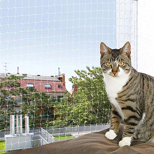 YOAI - Red de protección para gatos para balcón y ventana, transparente, para gatos, balcón, terraza, ventanas y puertas, 3 x 4 m