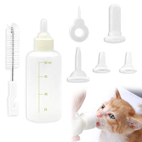 Yolistar Mini-Biberón Cachorros,Kit de Biberón Botella para Cachorro de Gato Biberón Botella,recién Nacido Mascota Pequeño Leche Feeder,Adecuado para pequeños Cachorros, Gatitos, 60ml