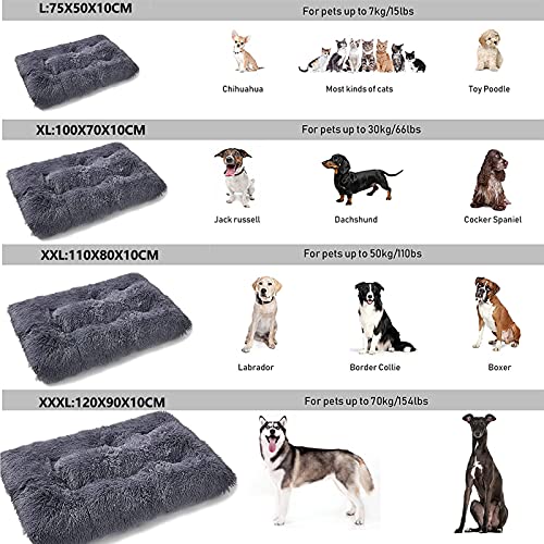 Yoole EU Cama grande para perro de piel sintética calmante cajón colchón extraíble lavable cama mullida sofá cama para perro grande mediano pequeño gato cachorro (110 x 80 x 10 cm, gris oscuro)