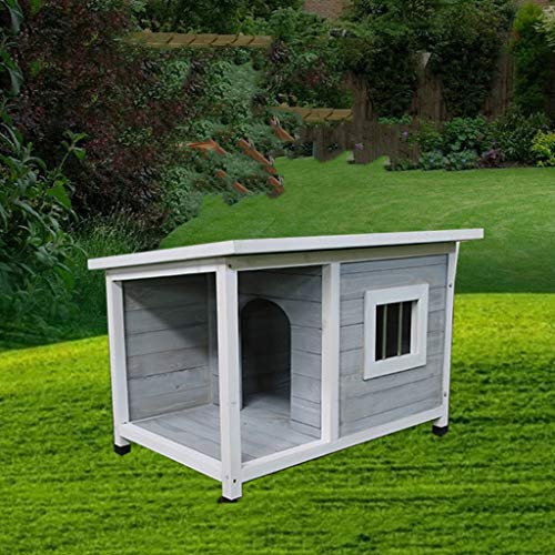 YOT Casa de Perro con Ventana de Porche de Madera Al Aire Libre Pet Pet Cabina de Cabina Kennel Resistente a la Intemperie Mobiliario para Mascotas a Prueba de Agua para pequeños Animales Grandes