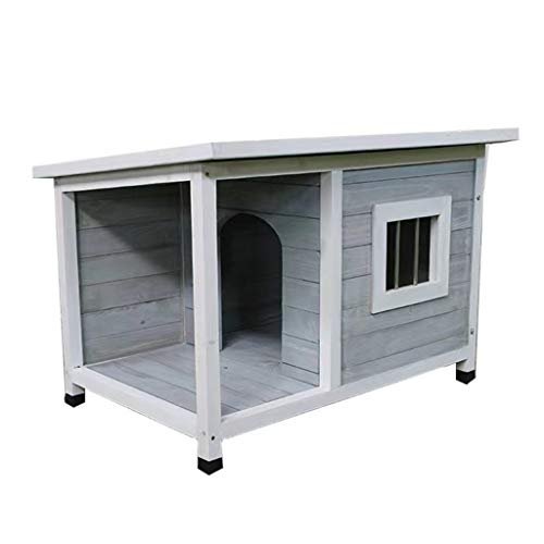 YOT Casa de Perro con Ventana de Porche de Madera Al Aire Libre Pet Pet Cabina de Cabina Kennel Resistente a la Intemperie Mobiliario para Mascotas a Prueba de Agua para pequeños Animales Grandes