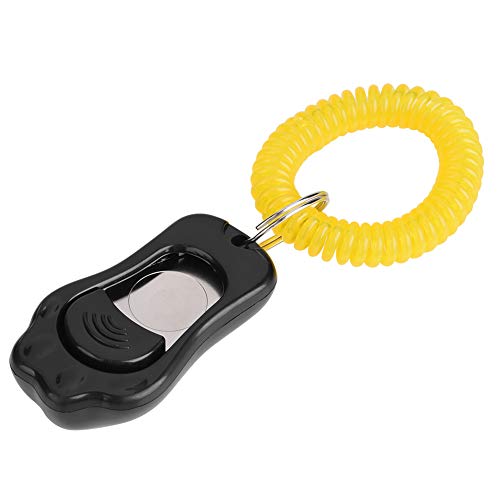 YOUTHINK Ajustable 3 Gears Pet Dog Training Clicker en Forma de Pata Pet Training Clicker Durable Ligero con Correa de muñeca para Gatos Aves(Negro)