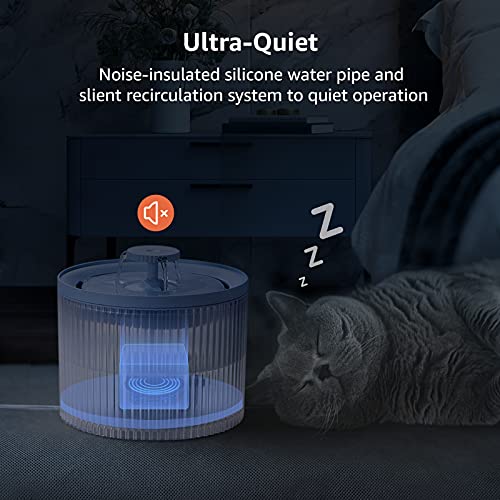 YOUTHINK Fuente para Gatos, 2,2L Bebedero Gatos Automático, Bomba Sin Cable Ultra Silenciosa Fuente de Agua para Gatos, Bebederos Mascotas Dispensador de Agua para Perros