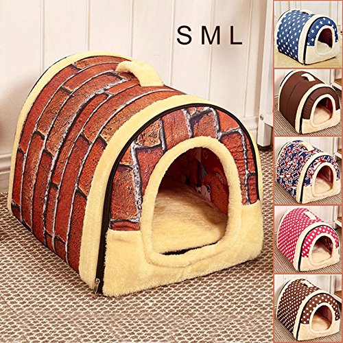 YouthUnion Cama para Mascota, Casa Estera Casera Diseño de Triángulo Edredón Máquina Saco de Dormir Caliente Lavable Cómoda para Gatito Gatos Perros Cachorro Conejo Invierno (M, Color 4)