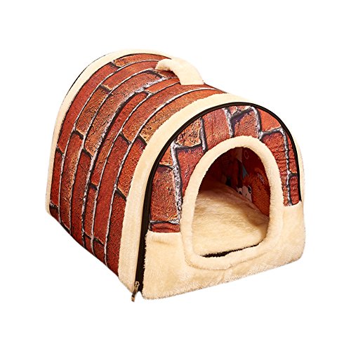 YouthUnion Cama para Mascota, Casa Estera Casera Diseño de Triángulo Edredón Máquina Saco de Dormir Caliente Lavable Cómoda para Gatito Gatos Perros Cachorro Conejo Invierno (M, Color 4)