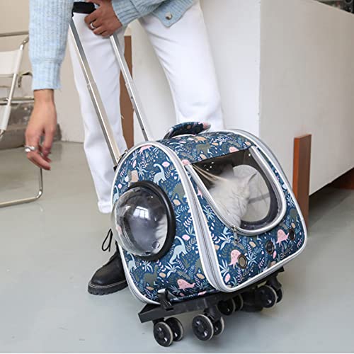 YOUYIKE Mochila Transpirable Cápsula Espacio para Mascotas,Mochilas Transporte con Ruedas para Gatos Perro,Multifuncional Bolsas de Viaje para Gatos,Perros, ​Puppy Small Animals Mascotas (Flamenco)