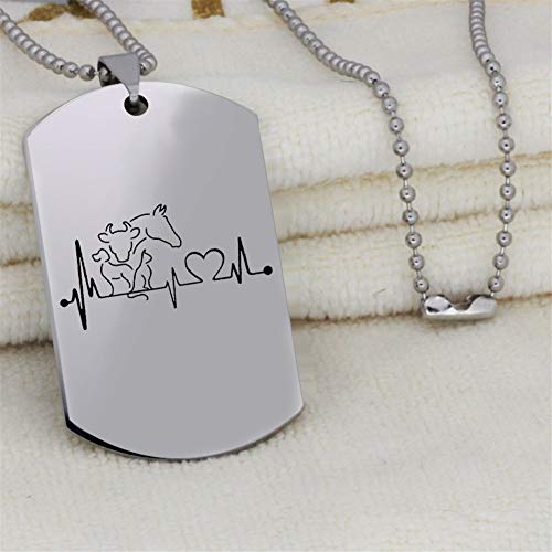 YUANYUAN520 El Latido del corazón del Collar de la Vaca de Caballo del Gato de Acero Inoxidable Divertido Creativo Colgante Animal del Collar de Perro Joyería (Metal Color : Keychain)