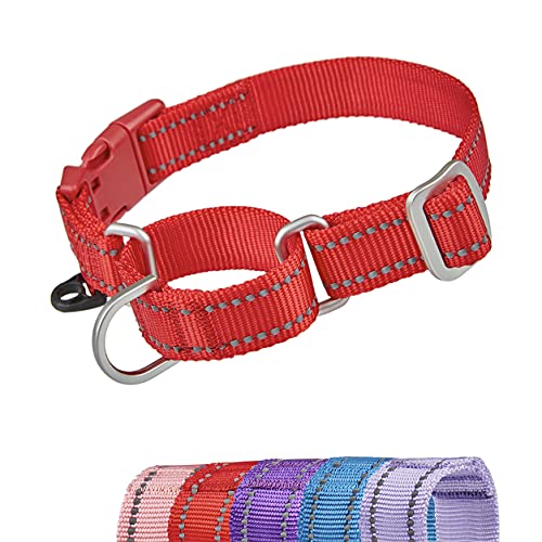 YUDOTE Collares reflectantes para perro martingale, a prueba de escape, con hebilla de liberación rápida de seguridad para caninos de cabeza estrecha, fácil de caminar, pequeño rojo