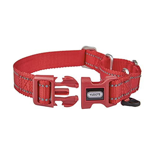 YUDOTE Collares reflectantes para perro martingale, a prueba de escape, con hebilla de liberación rápida de seguridad para caninos de cabeza estrecha, fácil de caminar, pequeño rojo