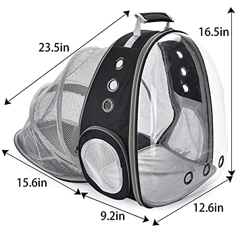 YUDOXN Mochila para Mascota.Mochila Gato y perros Extensible.Bolso Cápsula Espacial Mochila para Gatos Perros, Mochila portátil para Transportar para Gatos y Perro. (NEGRO)