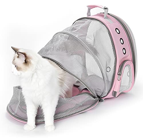 YUDOXN Mochila para Mascota.Mochila Gato y Perros Extensible.Bolso Cápsula Espacial Mochila para Gatos Perros, Mochila portátil para Transportar para Gatos y Perro. (Rosado)