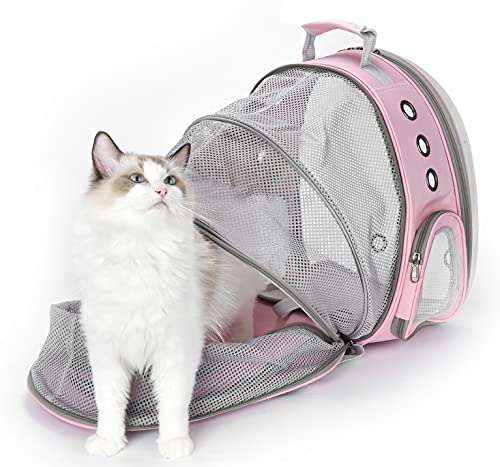 YUDOXN Mochila para Mascota.Mochila Gato y Perros Extensible.Bolso Cápsula Espacial Mochila para Gatos Perros, Mochila portátil para Transportar para Gatos y Perro. (Rosado)