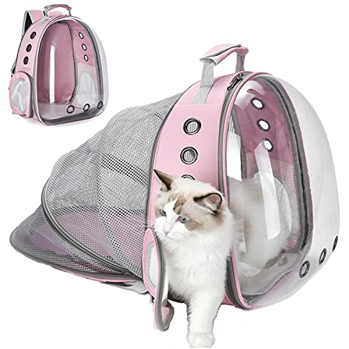 YUDOXN Mochila para Mascota.Mochila Gato y Perros Extensible.Bolso Cápsula Espacial Mochila para Gatos Perros, Mochila portátil para Transportar para Gatos y Perro. (Rosado)