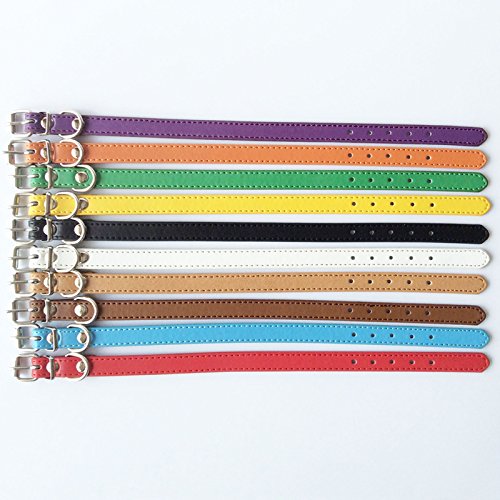 YUEHAN Collar De Perro Collar De Perro De Cachorro De Cuero De PU Personalizado Collares De Parto De Color Sólido para Perros Pequeños Taza De Té Chihuahua Accesorios para Mascotas 8-10Quot; 20E