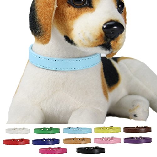 YUEHAN Collar De Perro Collar De Perro De Cachorro De Cuero De PU Personalizado Collares De Parto De Color Sólido para Perros Pequeños Taza De Té Chihuahua Accesorios para Mascotas 8-10Quot; 20E