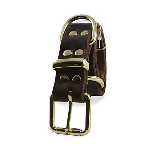 YUEHAN Collar De Perro Collar De Perro De Cuero Auténtico 100% Collar De Perro Ajustable para Bulldog Francés Gold Retriever Labrador Collares Duraderos para Mascotas para Perros Grandes