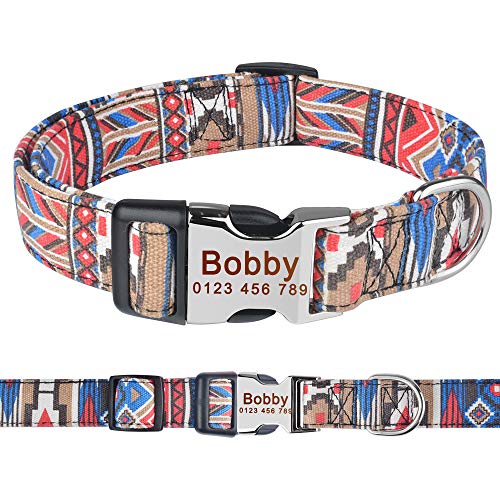 YUEHAN Collar De Perro Collar De Perro Personalizado Collar De Poliéster para Cachorro con Nombre Pequeño Mediano Grabado Gratis