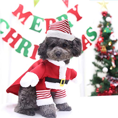 YUESEN Ropa Mascotas Navidad Ropa Mascotas Lindo Santa Claus Divertido Disfraz para Fiestas Manténgase Caliente Invierno Traje Perro Adecuado para Perros Medianos y Grandes XL