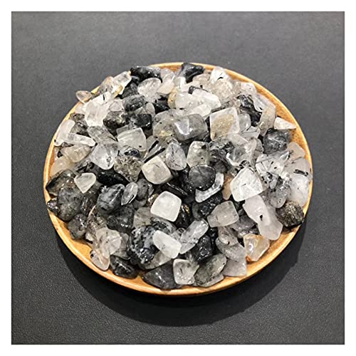 YUNGYE 100 g de grava de cristal natural de cuarzo y fresa, decoración del hogar, colorido para acuario, piedra mineral (color: cristal negro, tamaño: 100 g)