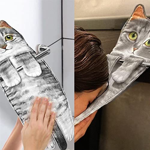 YunYe Toallas de Manos Divertidas para Gatos - Decoración de Gatos Toallas para Colgar en la Cocina - Toalla para Limpiar Las Manos con Forma de Gato Entero - Bonitos Regalos Decorativos para Gatos