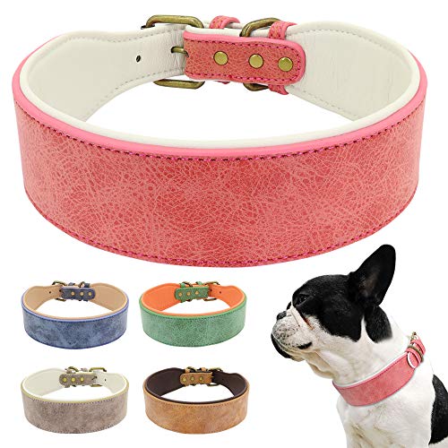 YXDZ Collar De Perro Grande De Cuero Suave Ancho XL Perros Grandes Collares Rosa Verde Niño Niña Collar Ajustable para Perro Mediano Pet Pitbull