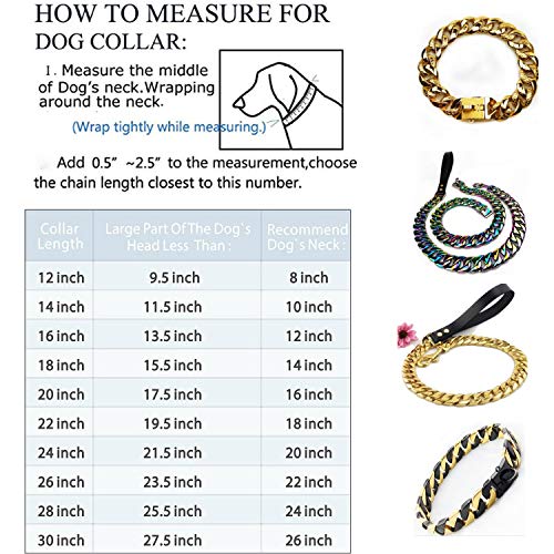 YXZQ Collar para Perros al Aire Libre Cadena de Perro de Acero Inoxidable Enlace Cubano for mastín Pit Bull Bulldog 10 '' - 30 '' For Dog Decoration (Color : Black, Size : 50CM)