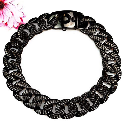 YXZQ Collar para Perros al Aire Libre Cadena de Perro de Acero Inoxidable Enlace Cubano for mastín Pit Bull Bulldog 10 '' - 30 '' For Dog Decoration (Color : Black, Size : 50CM)