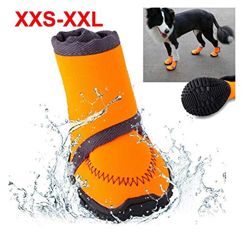 Z-Y Protectores patas botas Invierno caliente del animal doméstico de la nieve botas de agua zapatos antideslizantes de protección Botas de goma botas de lluvia Naranja Pequeñas #Z (Size : XXS)