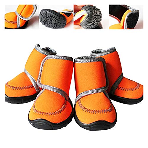 Z-Y Protectores patas botas Invierno caliente del animal doméstico de la nieve botas de agua zapatos antideslizantes de protección Botas de goma botas de lluvia Naranja Pequeñas #Z (Size : XXS)