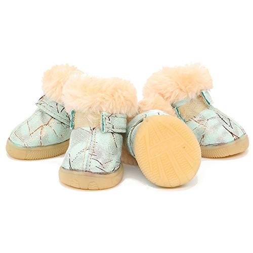 Z-Y Protectores patas botas Zapatos del perro invierno gruesa piel de perro pequeño nieve Botas caniche zapatos caliente antideslizantes Botas animal doméstico del peluche #Z