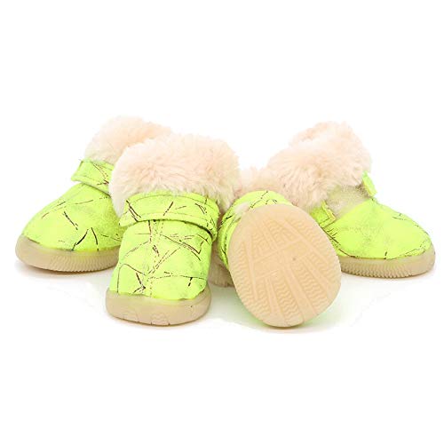 Z-Y Protectores patas botas Zapatos del perro invierno gruesa piel de perro pequeño nieve Botas caniche zapatos caliente antideslizantes Botas animal doméstico del peluche #Z