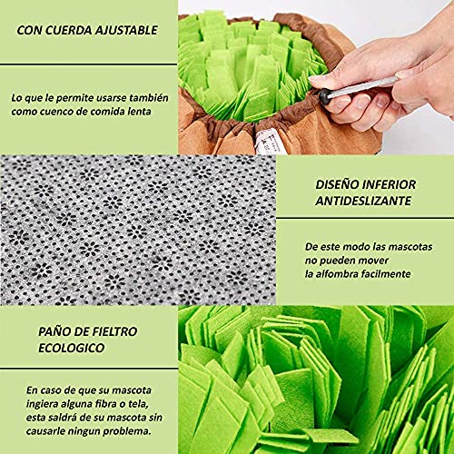 ZASCO Alfombra Olfativa Juego de Inteligencia para Perros – Juguete Snuffle Mat de Fieltro Pequeño – Estimula el Olfato de tu Mascota - Comedero Lento para Adiestramiento de Búsqueda de Alimento