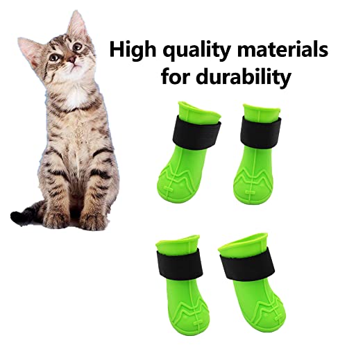 Zebbyee 4 Botas de Lluvia para Perros, Zapatos de Silicona Antideslizantes Impermeables para Mascotas, Botas de Lluvia Protectoras para Perros, Talla L (Verde)