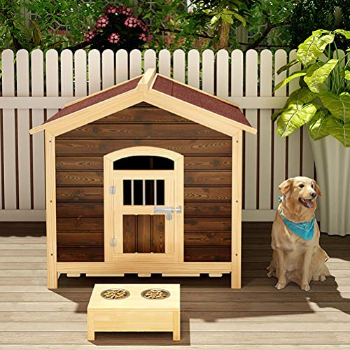 ZEIYUQI Casetas para Perros Exterior Grande De Madera con Puerta Y Ventana A Prueba De Viento Y Lluvia,para Labrador/Golden Retriever,Rojo,XL