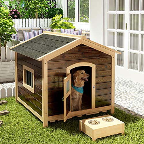 ZEIYUQI Casetas para Perros Exterior Grande De Madera con Puerta Y Ventana A Prueba De Viento Y Lluvia,para Labrador/Golden Retriever,Verde,M