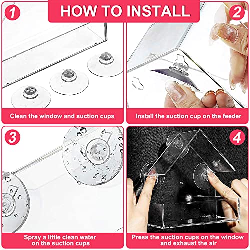 Zeqeey Comedero Pajaros Ventana Transparente, Comedero para Pájaros Colgante con 3 Ventosas comedero para pájaros Exterior para jardín pájaros Silvestres 15.5 x 15 x 6cm