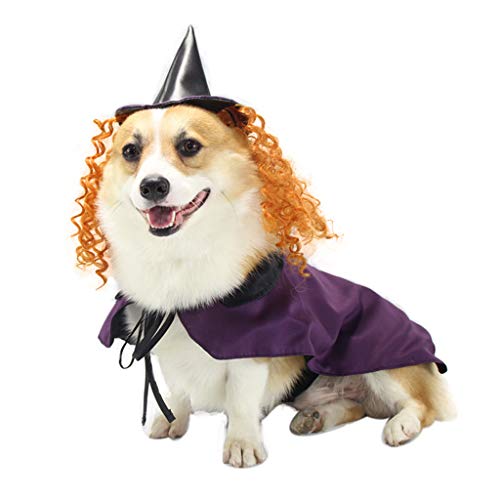 Zeraty Disfraz de Halloween para Mascotas Traje de Bruja Ropa de Fiesta para Perros Cosplay navideño para Perros y Gatos pequeños a Grandes